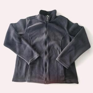 LL Bean Fuzzy Women's Comfy Fall Winter Fleece Zip Up Jacket Black Size M